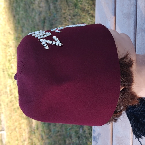 Vtg Zuhrah Shriner Jewelled Ceremonial Hat Genuine Leather Fez Size 7 1/8 - Picture 7 of 11